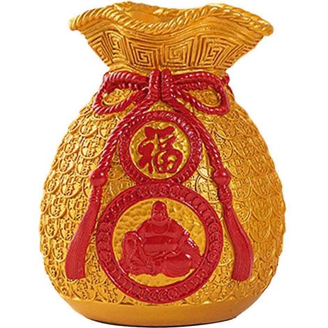 Vase porte-bonheur, décoration du Nouvel An chinois 2024, figurine, cadeau, vase multifonctionnel, pot de fleurs pour la maison, le bureau ou l'extérieur-Gold Buddha (1/5)