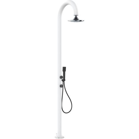 SINED Doccia In Alluminio Bianco Con Soffione Sensor E Doccino Mobile Doppio Attacco Acqua Posizionabile In Esterno Ed Interno LUNA ALU D BIANCA SENSOR