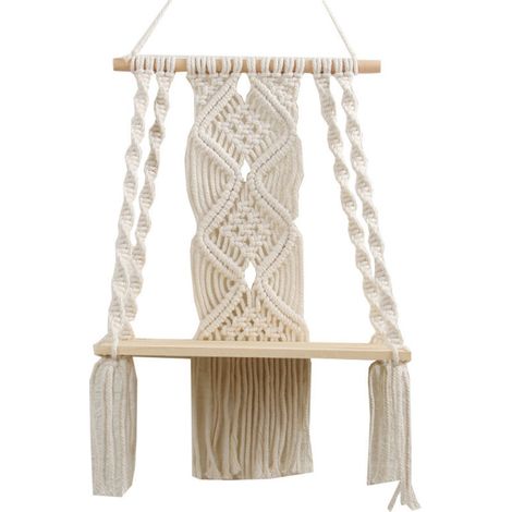 Étagère murale , Décoration murale bohème pour chambre à coucher , Art mural en macramé en corde tissée comme décor d'étagère de salle de bain Boho (1/5)