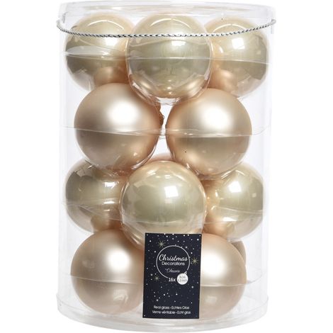 Box 16 palline di Natale in vetro perla lucide e opache Ø8 cm