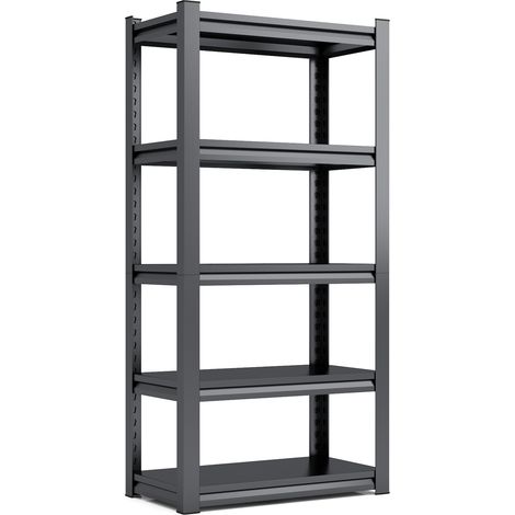 Étagère métallique industrielle 5 niveaux H160cm, charge 650kg, réglable en hauteur, sans bois ni formol (1/5)
