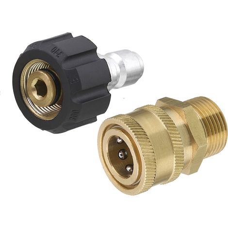 Adaptateur Laveuse Haute Pression - M22 14 mm à Raccord Rapide 3/8 Pouces - Kit de Conversion Universel pour Lance et Tuyau - 1 Jeu (1/5)