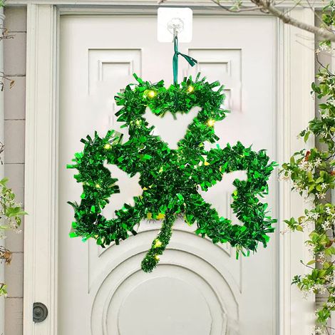 Guirlande De Trèfles - Décoration En Fer Vert Pour Porte Et Mur - Idéale Pour La Saint-Patrick Et Les Fêtes Printanières - 1 Pièce (1/5)