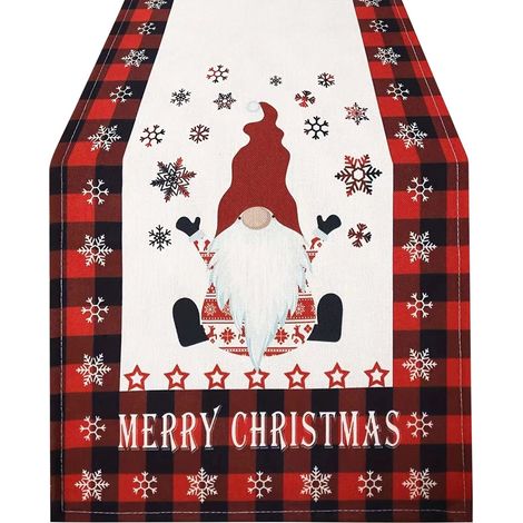 Nappe De Table - Lin - 183 X 33 Cm - Motif Plaid Buffalo Noël Hiver - Pour Intérieur Et Extérieur - 1 Pièce