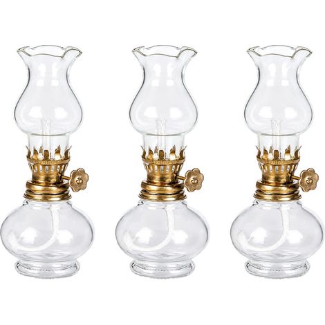 Lampe Vintage en verre kérosène, 3 pièces, petites lampes décoratives rétro à huile pour salon cuisine ferme (1/5)