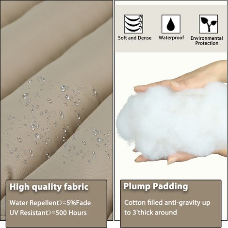 Lot de 2 coussins pour transat extérieur, rembourrage de remplacement pour meubles de jardin, assise pour chaise longue – Kaki