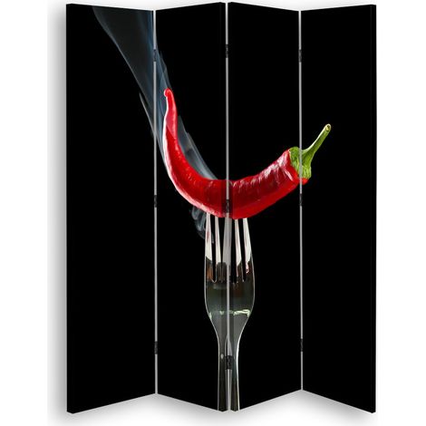 Paravento bilaterale, Peperoncini su una forchetta - 145x170 (1/5)