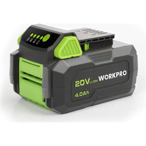 Batterie Lithium-ion 20V 4,0Ah pour outils sans fil – Compatible avec perceuses et meuleuses WORKPRO – Indicateur de charge – Sécurité renforcée (1/5)