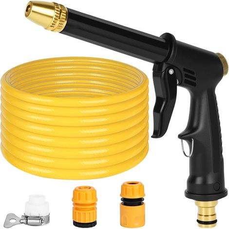 Tuyau d'arrosage de jardin en PVC de 5 m avec pistolet pulvérisateur haute pression, 2 raccords standard et 1 raccord universel, tuyau anti-torsion pour jardin, lavage de voiture et balcon (1/5)