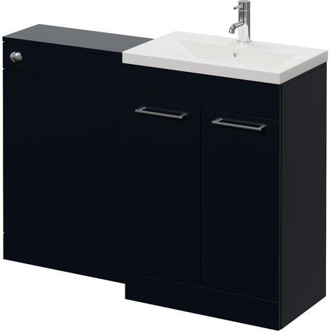 Napoli 390 Cento Deep Blue 1200mm 2 Door Vanity Unit Toilet Suite with Glide Basin - 1200mm - Chrome 160mm HandleWithout Kingston Toilet Pan