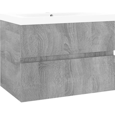 Maison Exclusive - Waschbeckenschrank mit Einbaubecken Grau Sonom