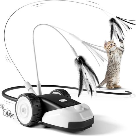 CYROS 3 en 1 pour chat, souris à mouvement automatique 2 vitesses, 2 rubans plumes et queue silicone (pour chats adultes et chatons) (1/5)