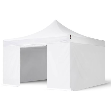 4x4m gazebo pieghevole PES 800 con laterali, PROFESSIONAL 40mm alluminio, bianco (1/5)