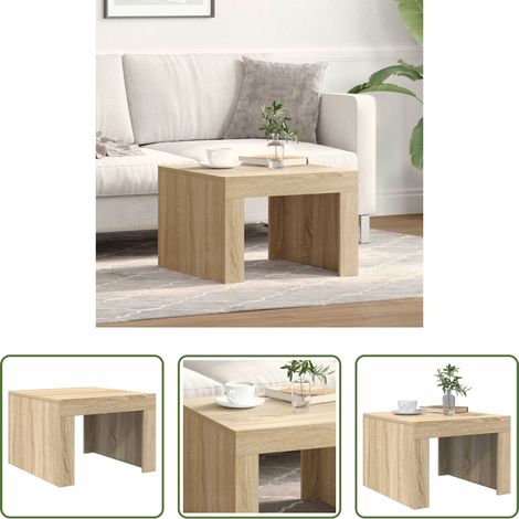 Wohnzimmertisch Holz -  Couchtisch Sonoma-Eiche 50x50x35 cm Holzwerkstoff (1/5)