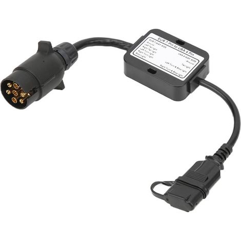 1 Adaptateur de circuit 7 broches vers 4 broches, conversion signal stop, plastique moulé, pour caravane et remorque (1/5)
