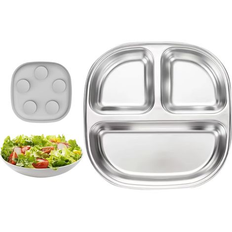 Assiette compartimentée enfant inox avec ventouse antidérapante (1/5)