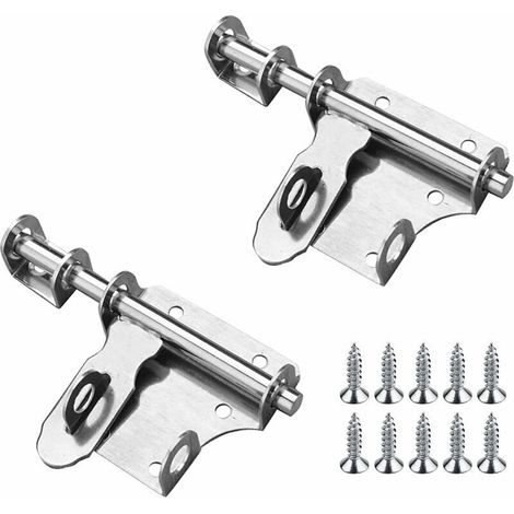 2 Pièce Verrou de Porte Coulissante, Verrou Loquet en Acier Inoxydable Épaissie Solide avec Trou pour Cadenas, Loquets de Porte de Sécurité pour Cuisine, Jardin, Chambre, Armoire, 6 pouces - Argent