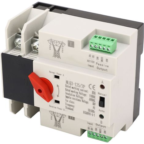 Commutateur de transfert automatique double alimentation AC110V 80A à réponse rapide pour centres commerciaux et usines (2P) (1/5)