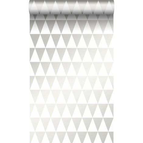 papier peint triangles graphiques blanc brillant  - Origin Wallcoverings