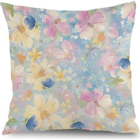 Housse de coussin floral coloré, décoration salon maison,40×40cm (1/5)