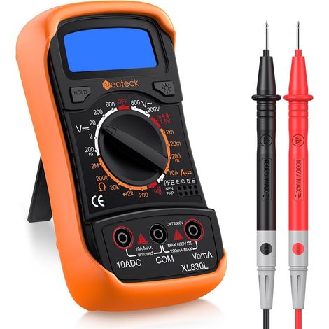 XL830L Digitalmultimeter 2000 Counts Mini-Multimeter Batterietester Strom Spannung AC DC Widerstand Summer Transistor NPN PNP Voltmeter Amperemeter mit hintergrundbeleuchtetem LCD-Display