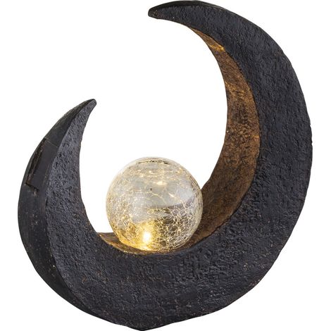 Globo – Lampe solaire croissant de lune avec boule de verre – IP44 – 30.5 cm – Éclairage extérieur – 33469