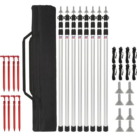 Jiubiaz 8 piezas postes telescópicos para tienda 88–234 cm, mástil de toldo de aluminio