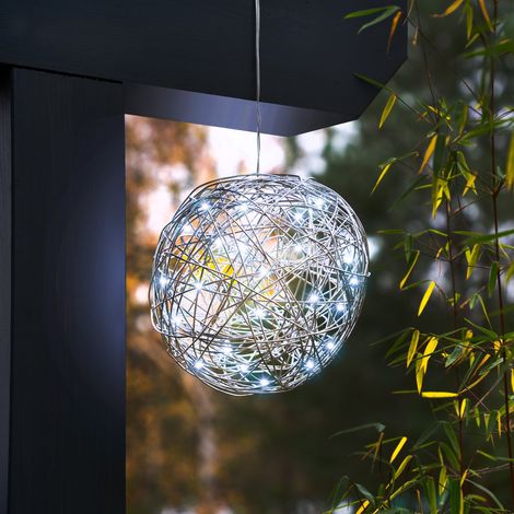 esotec Solar Deko-Drahtkugel ⌀ 25 cm kaltweiß mit 50 LEDs wetterfest IP44 102112 (1/5)