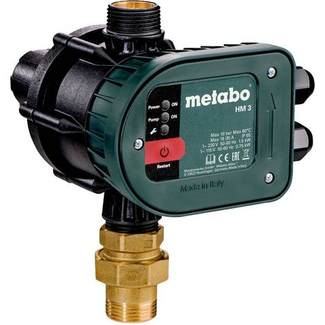 Metabo – Protection contre la marche à sec pour pompe de jardin – Longueur 33,25 mm (1") – Affichage LED – Pression d'enclenchement 1,5 bar