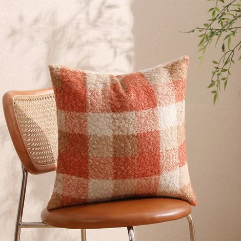 Housse De Coussin Décoratif - 45x45 Cm - Polyester Imitation Laine Et Velours - Fermeture Éclair Cachée - Crème - 1 Pièce (1/5)
