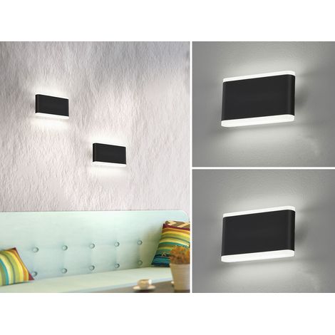 2er SET flache LED Wandlampen Schwarz für Innen & Außen, Breite 17,5cm (1/5)