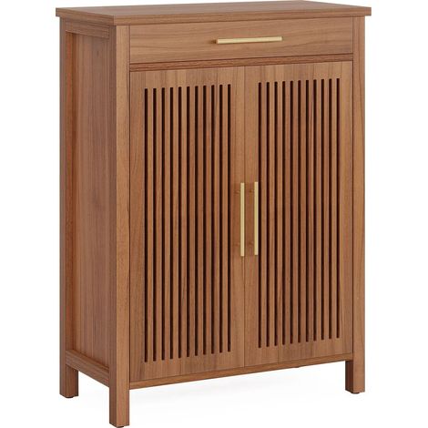 Armoire à chaussures autoportante 5 niveaux en MDF couleur brun rustique (1/5)