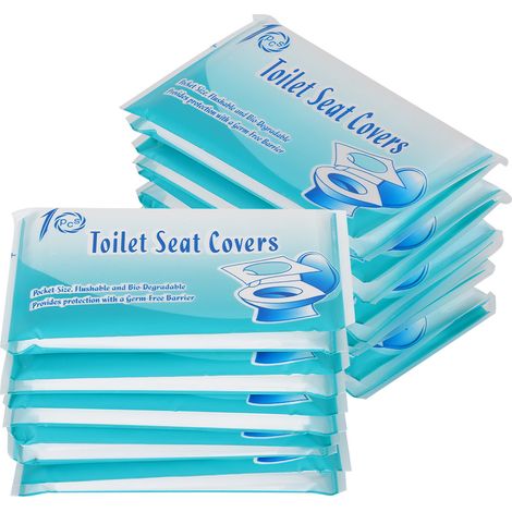 5 housses de siège WC solubles dans l'eau, tapis jetables en papier pour toilettes, lot de 5, usage voyage (1/5)