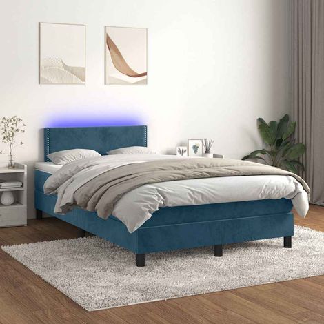 Boxspringbett mit Matratze & LED Dunkelblau 120x200 cm Samt