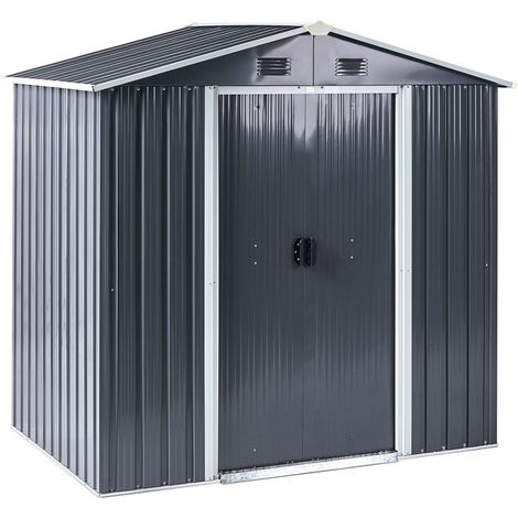 Garden Shed Graphite Grey Galvanized Steel Waterproof UV Resistance Outdoor Storage for Tools and Garden Equipment CIRELLA