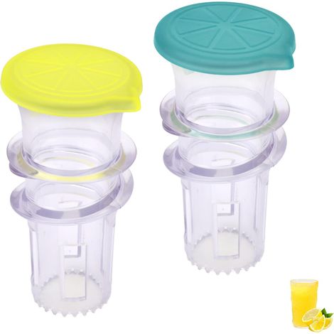 2pcs Mini Presse-Citron Portables, Presse-Citron en Plastique avec Bouchon Vis et Extracteur de Jus Compact pour Maison les Boissons la Cuisine (Vert et Jaune) (1/5)