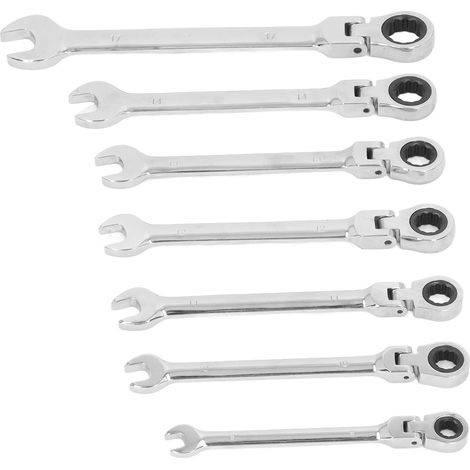 7-teiliges Ratschenschlüssel-Set mit 180°-Flexkopf, rostfrei, für Wartungs- und Reparaturarbeiten (1/5)