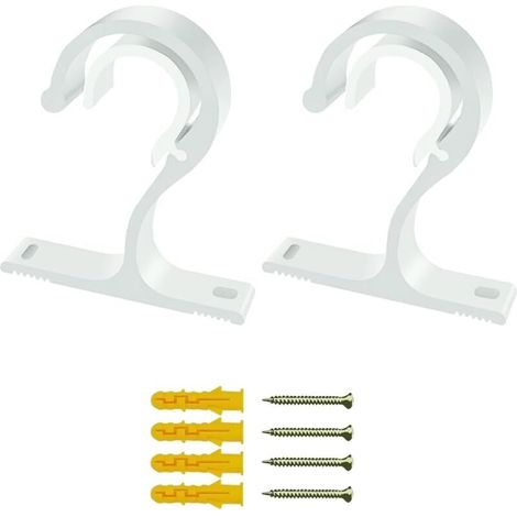 soportes ajustables para cortinas, ganchos de 23-28 mm, varilla de fijación de aleación de aluminio resistente con tornillos para cortinas o armarios (blanco) (1/4)