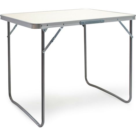 Table de camping pliante aluminium jardin balcon randonnée rabattable 80 cm blanc