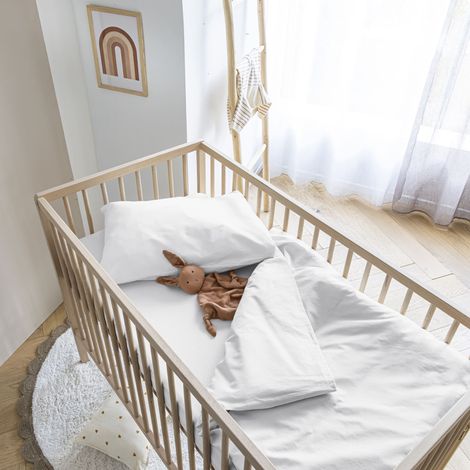 Housse de couette bébé coton lavé 80x120 - SOMEO Blanc (1/2)