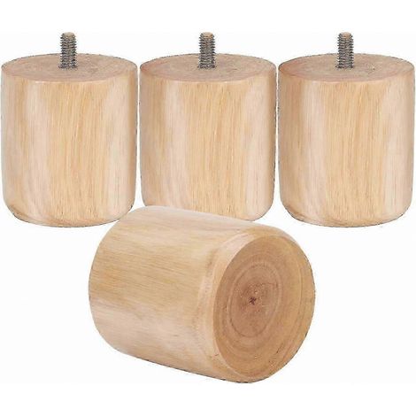 Pieds de meubles en bois massif remplaçables, pieds cylindriques de rechange de 65 x 70 mm, avec boulons de levage, compatibles avec les canapés et les tables. (1/5)