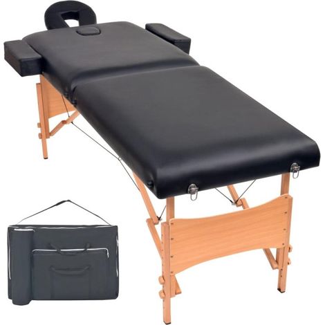 Table de massage pliable à 2 zones 10 cm d'épaisseur noir (1/5)