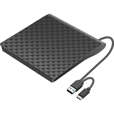 Lecteur CD/DVD externe USB 3.0 Type C, lecteur optique portable, graveur de DVD/CD pour ordinateur portable et de bureau (1/5)