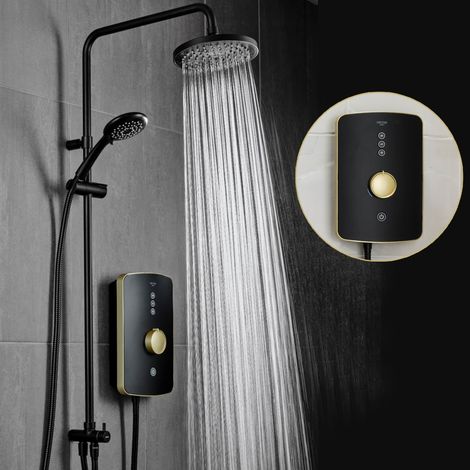 Triton Amala Metallic 9.5kW DuElec Brushed Brass Electric Shower + Dual Head