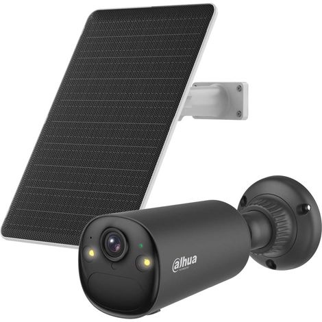 Dahua Apollo Bullet C1 4MP Kit de cámara de vigilancia Inteligente con Doble Banda inalámbrica con AOV, Wi-Fi 6, Incluye Panel Solar (Negro)