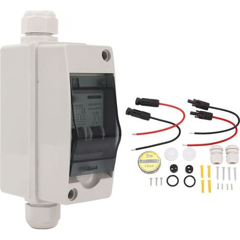 Interrupteur de coupure solaire IP65, disjoncteur miniature avec botier rail DIN pour photovoltaque 10A DC12-400V AC90-400V (1/5)