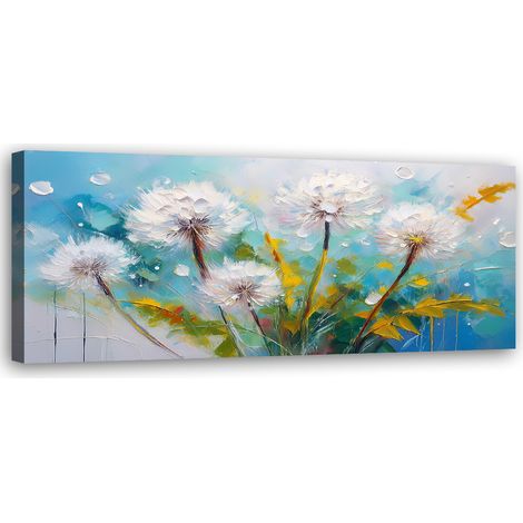 Tableau déco Pissenlit Plantes soufflantes Turquoise 90x30 (1/5)