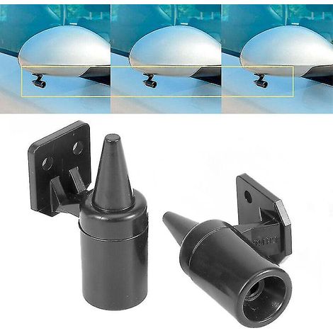 Lot de 2 sifflets d'avertissement ultrasoniques pour voiture, signalant la présence de cerfs ou d'animaux sauvages. Alarme sonore de sécurité noire. (1/5)