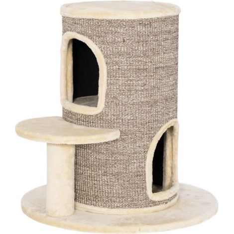 Arbre à chat en forme de tonneau, avec griffoir à 2 niveaux, plateforme de saut, point d'observation et tapis à griffer, pour le repos et le jeu (1/5)