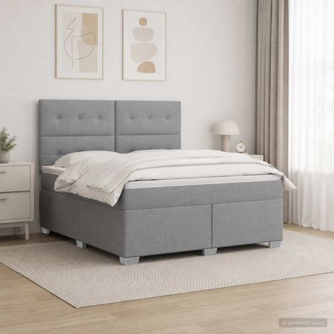 Cama box spring con colchón Gris Claro 140 x 200 cm Tela (1/5)